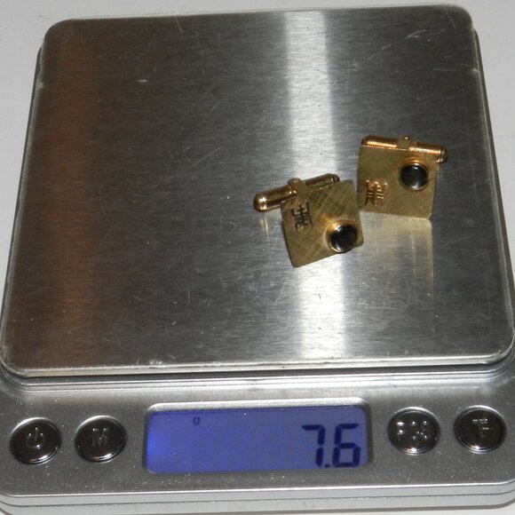 Vintage 14K Gold Black Star Sapphire Cufflinks Square Very Rare!! - Picture 10 of 16